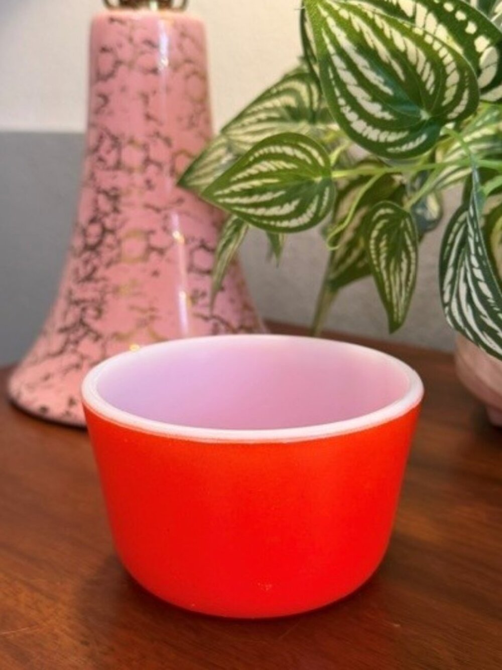 Vintage McKee Red Milk Glass Custard Cup Ramekin Small Bowl 4"